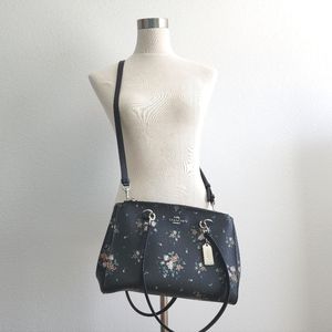 Coach Purse - Blue - Etta Carryall With Rose Bouquet Print - Detachable Strap